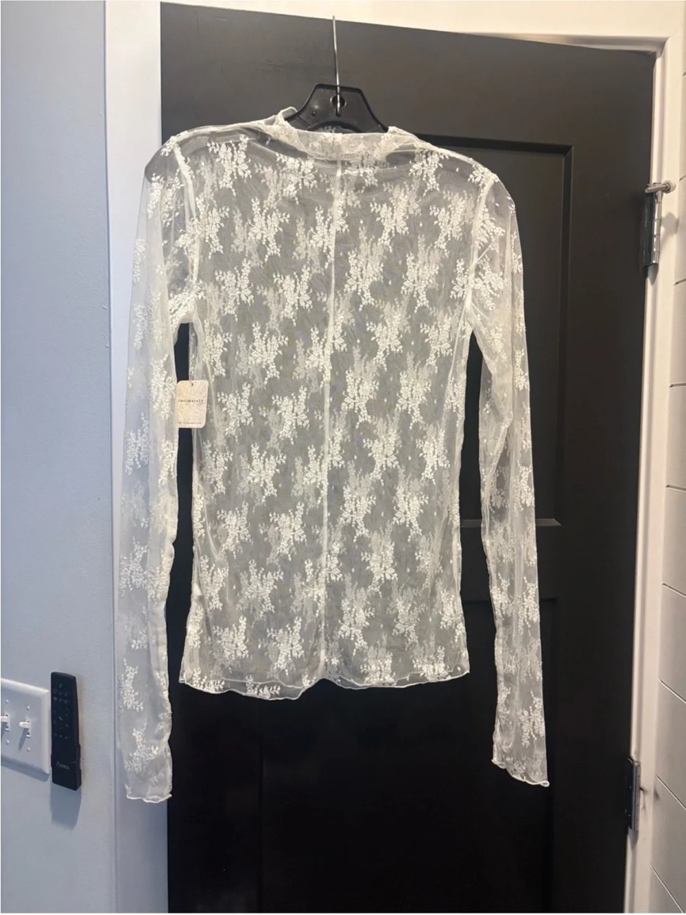 Free People Lady Lux Floral Mesh Layering Top lace Med NWT Evening Cream White